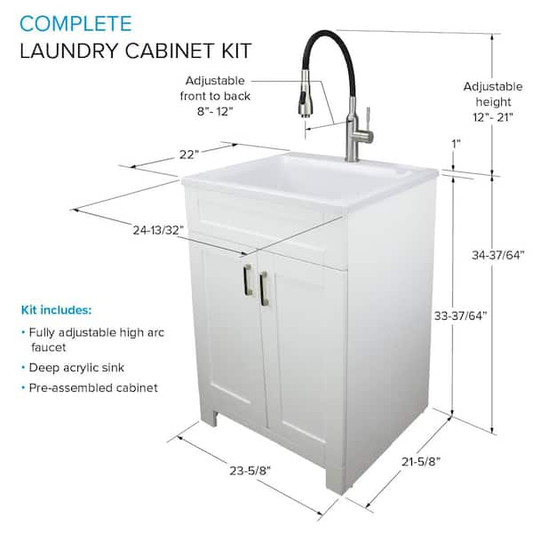 Transolid 29-in x 25.5-in 1-Basin White Freestanding Laundry Sink