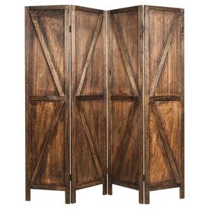 5.5 ft. Brown 4-Panel Lightweight Folding Paulownia Wood Room Divider