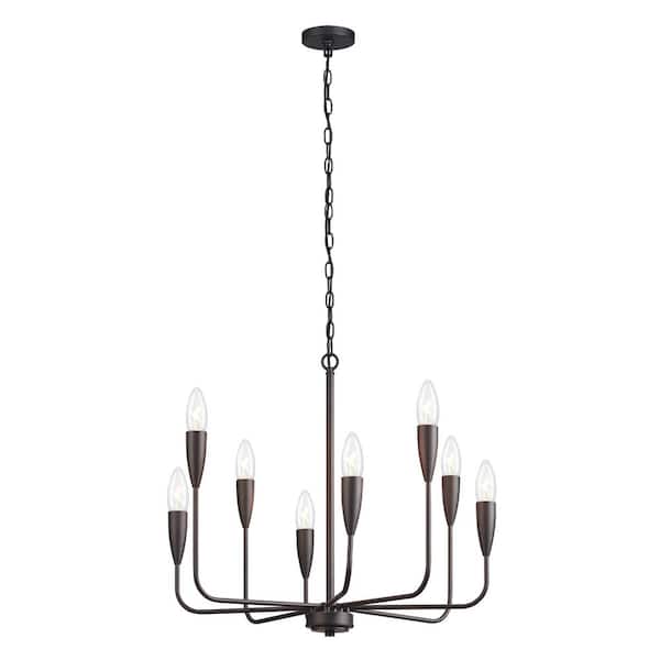 KAWOTI 8-Light Black Transitional Chandelier Kitchen Island Pendant Light