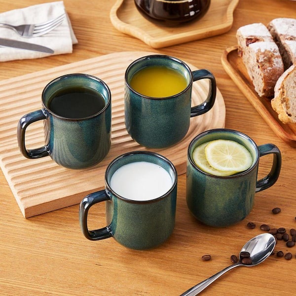 vancasso Starry 12 oz. Green Stoneware Coffee Mugs Set of 4