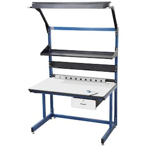 Bench in a Box 60 in. Rectangular Blue/Black 1 Drawer Computer Desks with Locking Storage