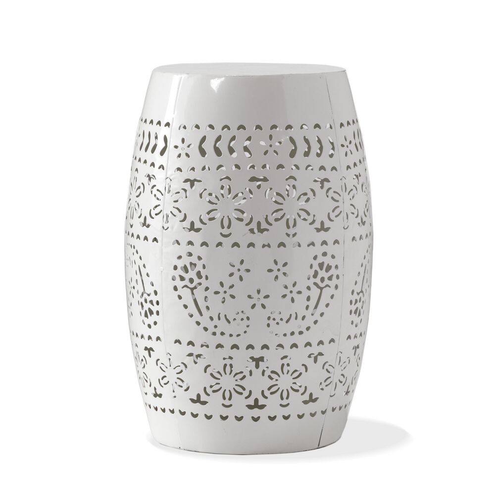 12 in. Industrial Accent Side Table, Cylindrical Indoor/Outdoor End Table for Patio or Living Room, White. price history on PriceWatchPro