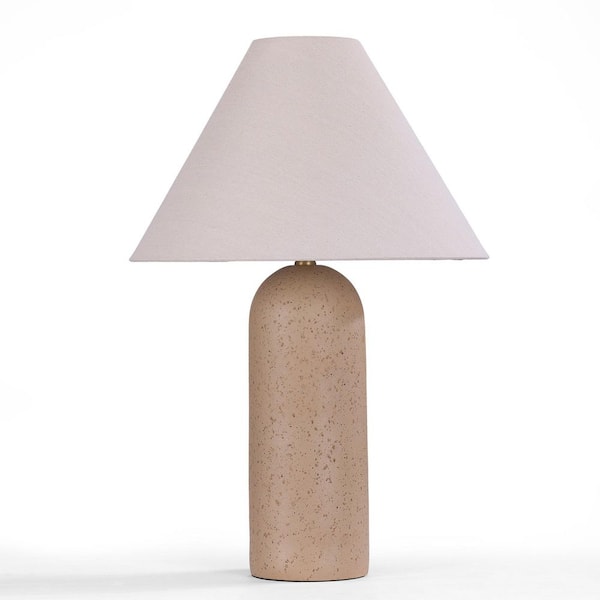 24.7 in. Camel Bedside Table Lamp With Resin Base and Shade