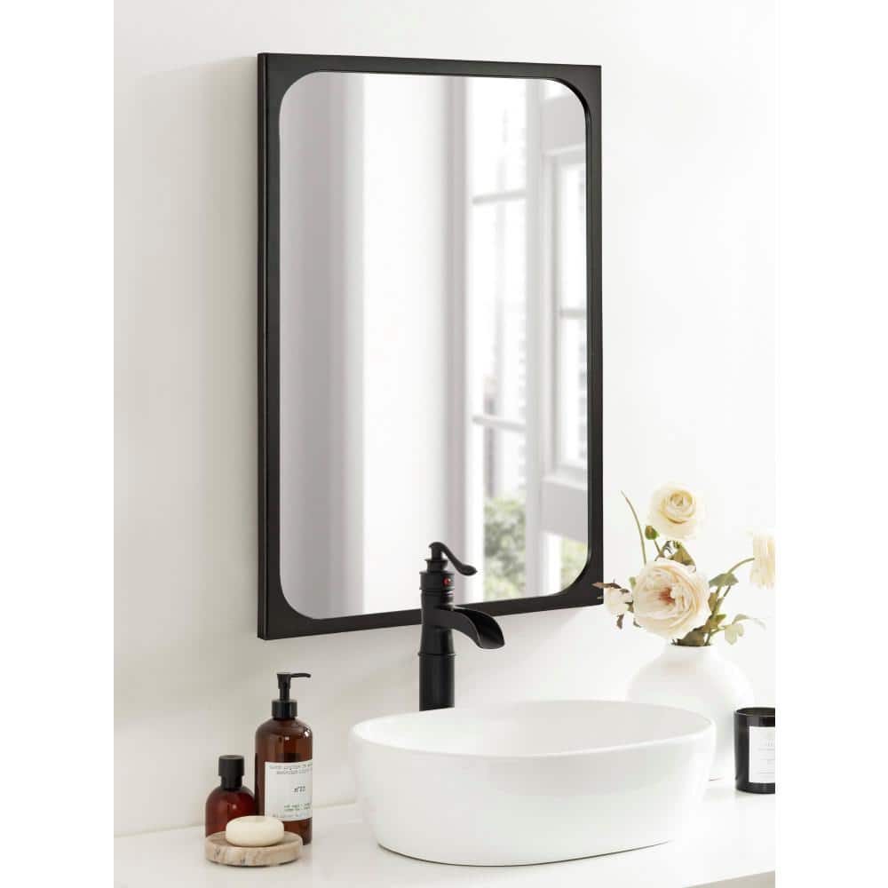 Kenai 24x36 Black Wood Rectangular Bathroom Vanity Mirror