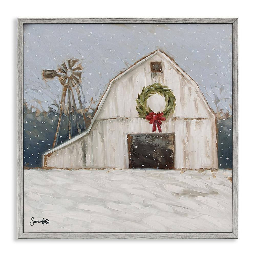 Winter Barn with Snowflakes by Sara G. Designs 1-Piece Framed Graphic Print Nature Poster Art Print 17 in. x 17 in. price history on PriceWatchPro