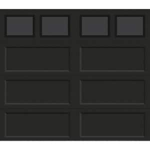 Bridgeport Steel Extended Panel 8ft x 7ft Insulated 18.4 R-Value Matte Lustra Black Garage Door with plain windows