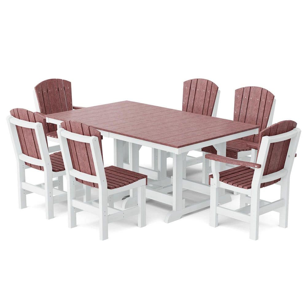 Heritage 7-Piece Cherrywood and White HDPE Plastic Outdoor Patio Dining Set price history on PriceWatchPro