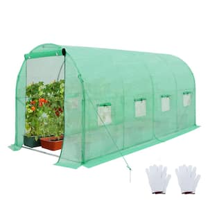 6.6 Ft. W x 13 Ft. D x 6.6 Ft. H Large Walk-in Greenhouse Tunnel Garden, Green