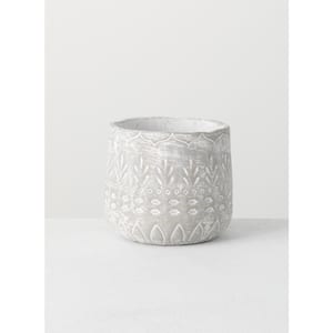 6.5" Gray Patterned Cement Pot