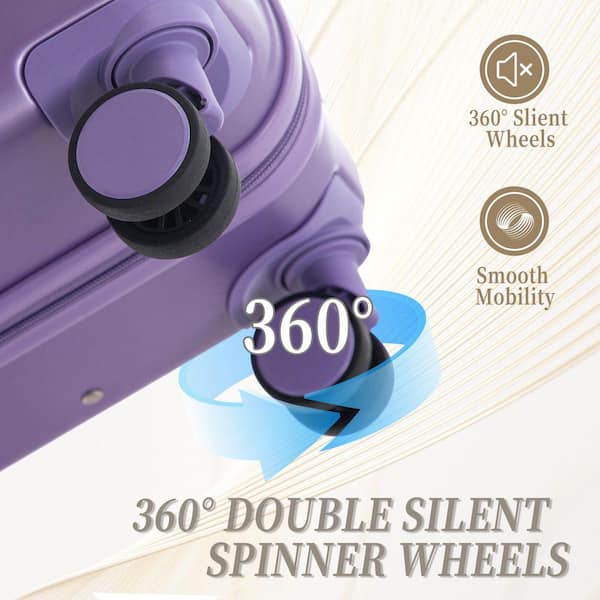 Tatahance 3-Piece Dark Purple ABS Hardside Spinner Luggage Set