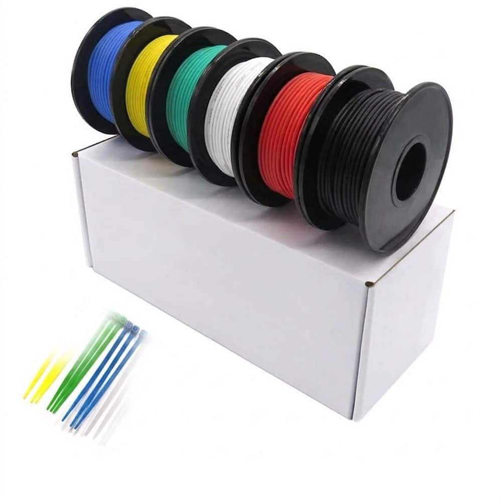 18 AWG Stranded Wire Spool 6 Colors Flexible Silicone Hook Up Electrical Tinned Copper Wire Kit price history on PriceWatchPro