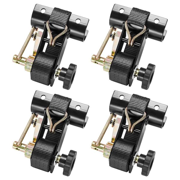 Ladder Rack Ratchet Straps, 1.87-2 in. Black Tube Mount, 1.5 in. W x 7.4 ft. L, Double J-Hooks, 500 lbs. Load(4 Pack)
