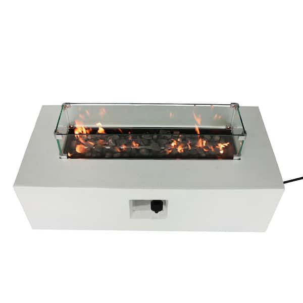 ToolCat 42 in. 50,000 BTU Rectangular MGO Concrete Gas Outdoor Patio Fire Pit Table in Grey with Filler and Cover