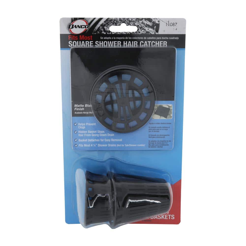 Matte Black Square Plastic Hair Catcher for Shower Drain