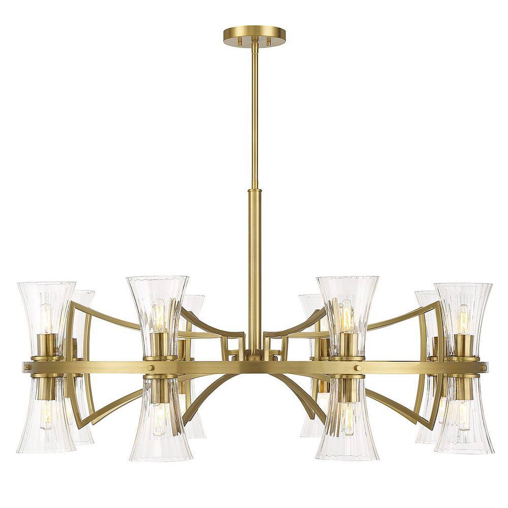 Savoy House Bennington 16-Light Warm Brass Chandelier with Clear Ribbed  Glass Shades 1-9705-16-322 - The Home Depot