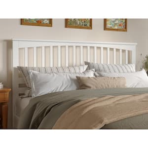 Mission White Solid Wood King Headboard with Attachable Turbo USB Device Charger