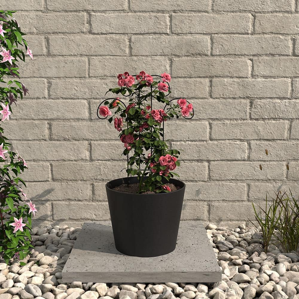 Vigoro 24 in. H Black Flourish Pot Trellis 87364 - The Home