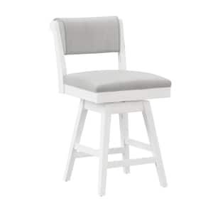Clarion 25 in. Sea White Full Back Wood Bar Stool with Polyester Seat