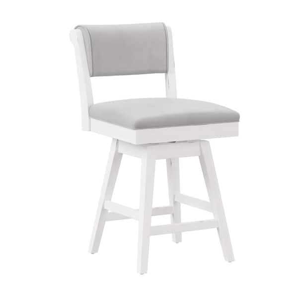 Clarion 25 in. Sea White Full Back Wood Bar Stool with Polyester Seat