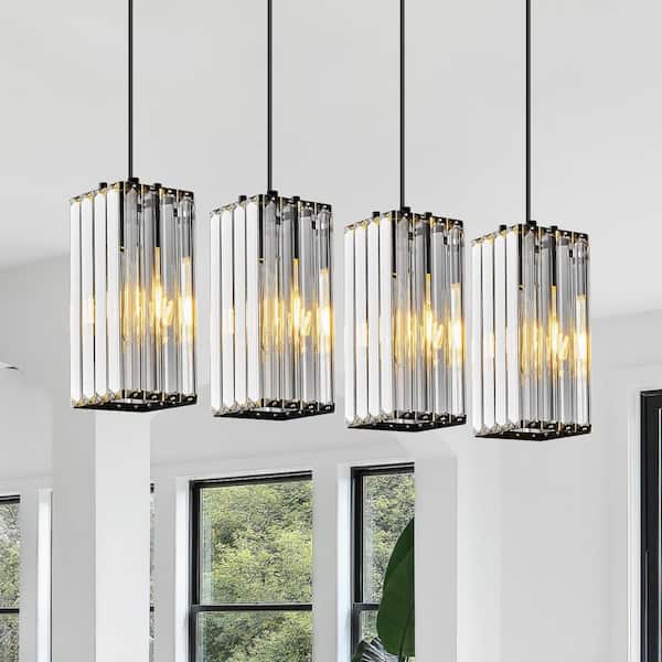 STYLED　40形2550ルーメン　YTNW40N1 ZHLWIN Home Lighting 40-Watt 4-Lights Black Mini Crystal Rectangle