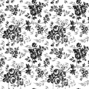 Black and White Floral Toile 18 in. x 60 ft. Adhesive Shelf and Drawer Liner