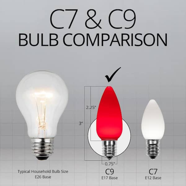 C9 Smooth Quick Change LED Bulbs E17 Bases – Christmas Light Source