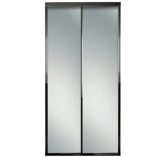 Contractors Wardrobe 60 in. x 81 in. Concord Bronze Aluminum Frame Mirrored Interior Sliding Closet Door