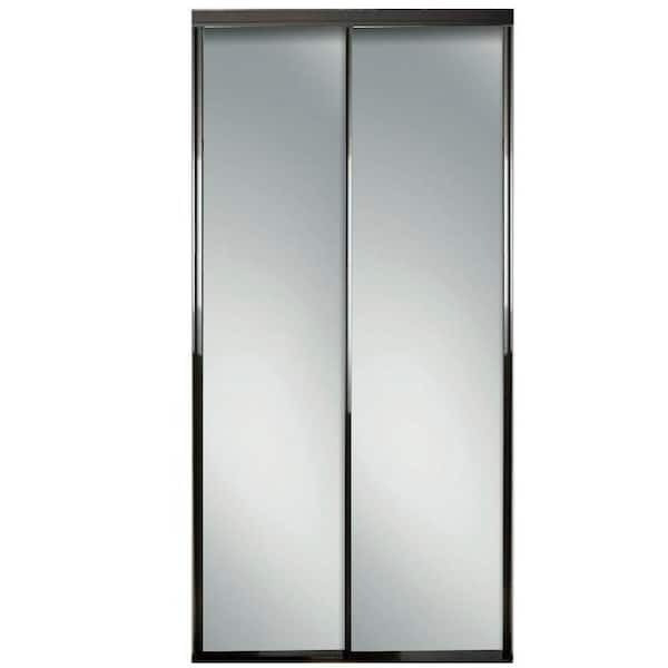 Contractors Wardrobe 72 in. x 81 in. Concord Bronze Aluminum Frame Mirrored Interior Sliding Closet Door