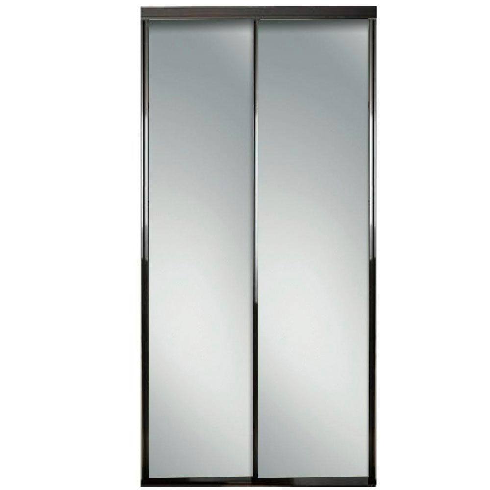 Contractors Wardrobe 96 in. x 96 in. Concord Bronze Aluminum Frame Mirrored Interior Sliding