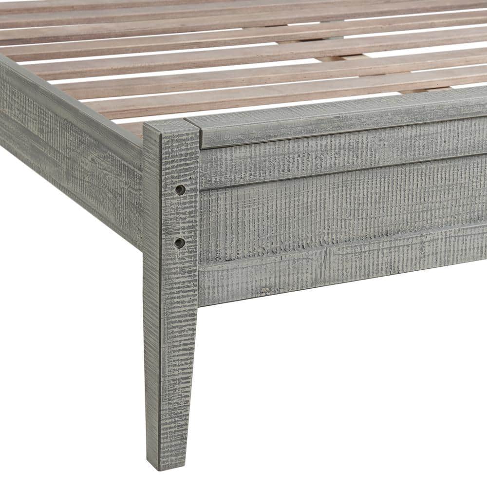Rustic Pine Wood Full Bed with Storage Drawer - Driftwood Gray
