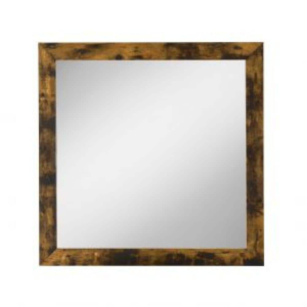 Benjara 22 In. W X 29 In. H Wooden Frame Brown Wall Mirror BM275066 ...