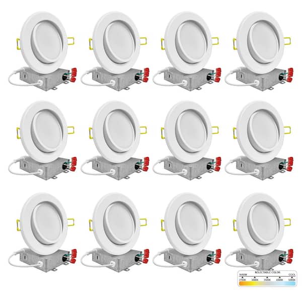 NuWatt 6 in. LED White Adjustable Ultra Slim Canless Integrated LED Recessed Light Kit 5 CCT 2700K to 5000K Dimmable (12-Pack)