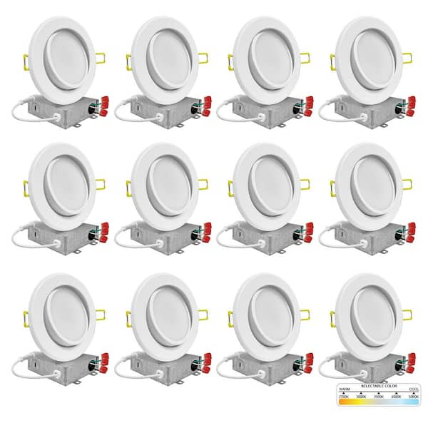 6 in. LED White Adjustable Ultra Slim Canless Integrated LED Recessed Light Kit 5 CCT 2700K to 5000K Dimmable (12-Pack)