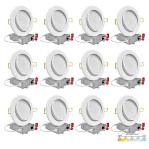 6 in. LED White Adjustable Ultra Slim Canless Integrated LED Recessed Light Kit 5 CCT 2700K to 5000K Dimmable (12-Pack)