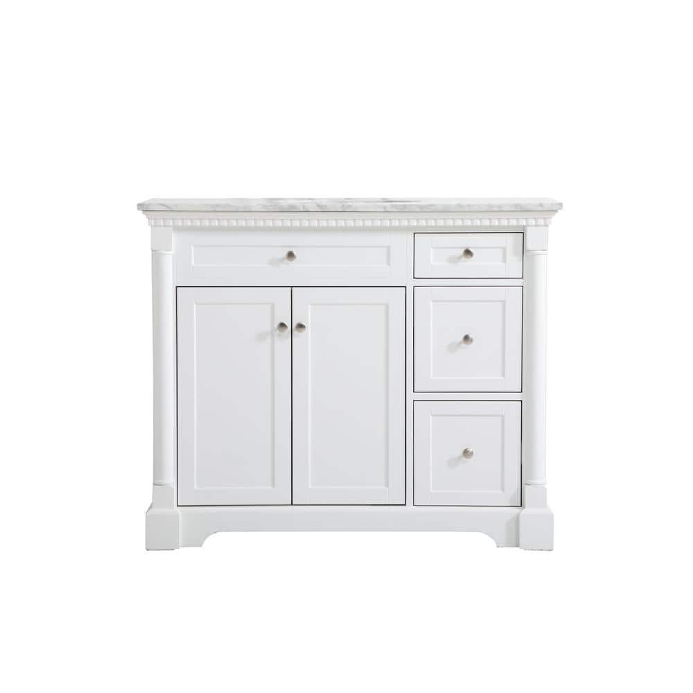 Simply Living 42 in. W x 21.5 in. D x 35 in. H Bath Vanity in White with Ca