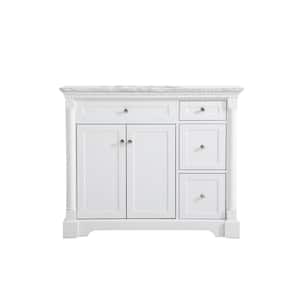 Simply Living 42 in. W x 21.5 in. D x 35 in. H Bath Vanity in White with Carrara White Marble Top
