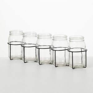 17.5 in. Connected Clear Mason Jar Vase, Glass