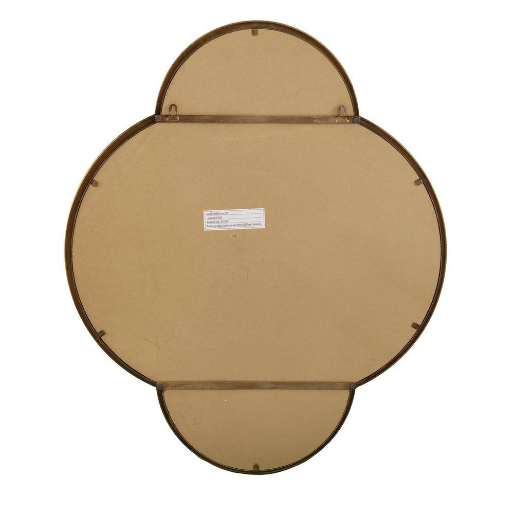 Gold Quatrefoil Decorative Wall Mirror with Wood Frame