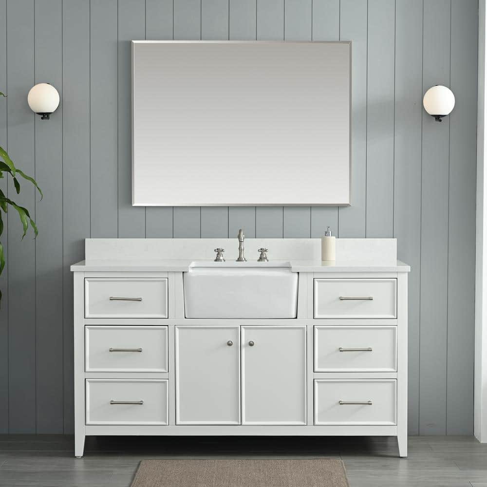 Casey 60 in. W x 22 in. D Bath Vanity in White with Engineered Stone Vanity Top in Ariston White with White Sink price history on PriceWatchPro
