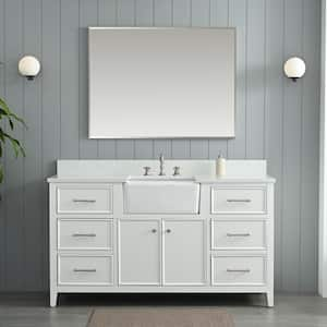 Casey 60 in. W x 22 in. D Bath Vanity in White with Engineered Stone Vanity Top in Ariston White with White Sink