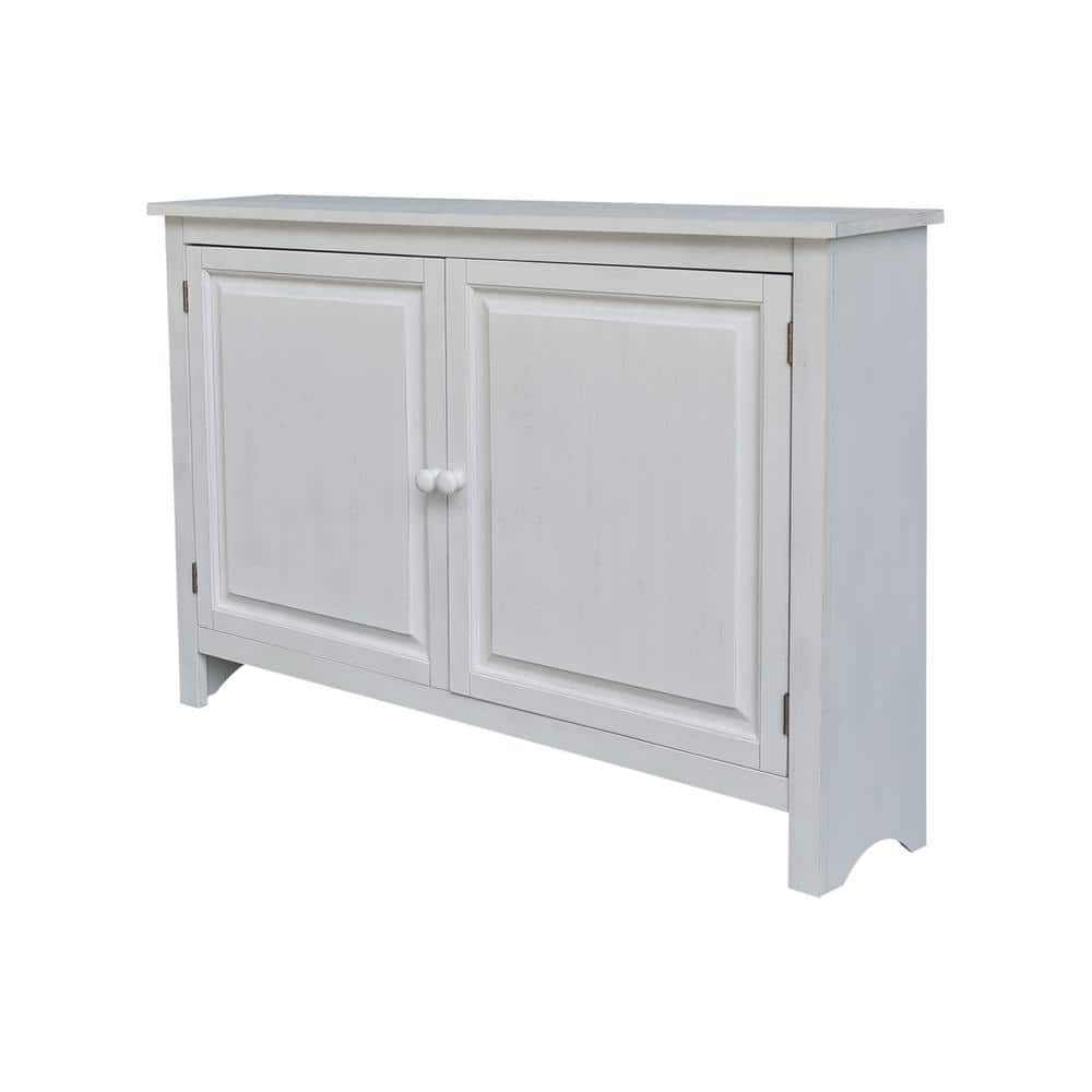 Chalk White Solid Wood Hall Storage Cabinet with Adjustable Shelves