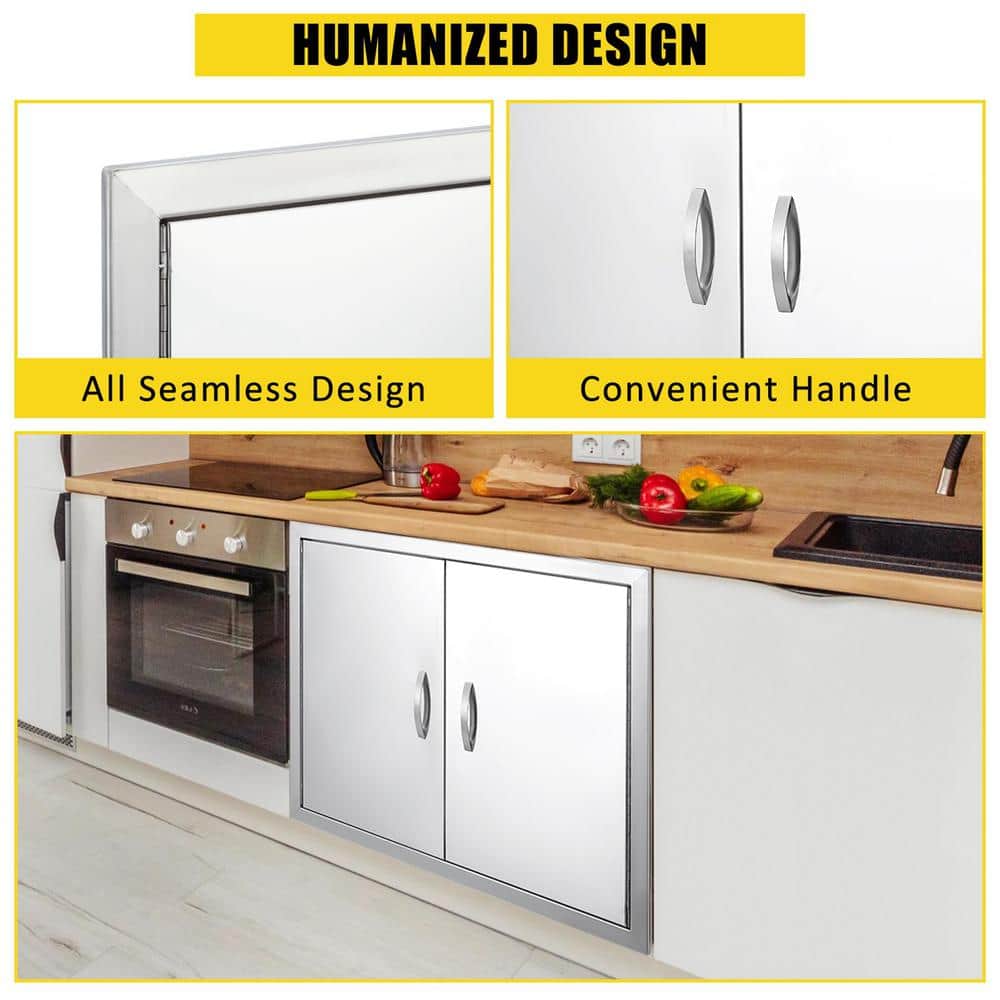 26" x 24" Silver Stainless Steel Double Outdoor Kitchen Door
