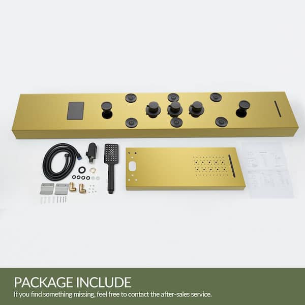 6 in 1 Shower Panel System,Unitary Type Waterfall Rainfall Shower Panel,Stainless Steel Bathroom Shower Mixer,Shower Column Panel Faucet Rain Massage System with Body Jets,Gold 6 in 1 Shower Panel System,Unitary Type Waterfall Rainfall Shower Panel,Stainless Steel Bathroom Shower Mixer,Shower Column Panel Faucet Rain Massage System with Body Jets,Gold