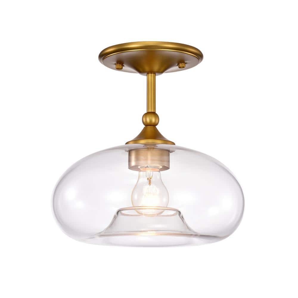 Warehouse of tiffany Charli 11 in. 1-Light Indoor Aged Brass Semi