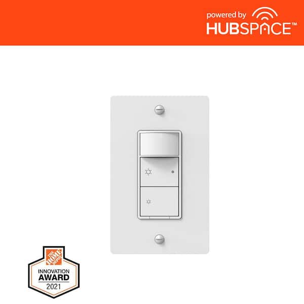Commercial Electric 500-Watt Single White Pole Smart Dimmer Switch with Motion Sensor Powered by Hubspace (1-pack)
