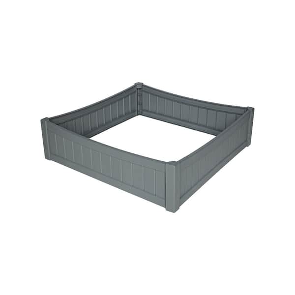 Somerset Raised Garden Bed, 43x43.5x43.5 in., Wood Grain Design Plastic Planter Box for Outdoor Gardening