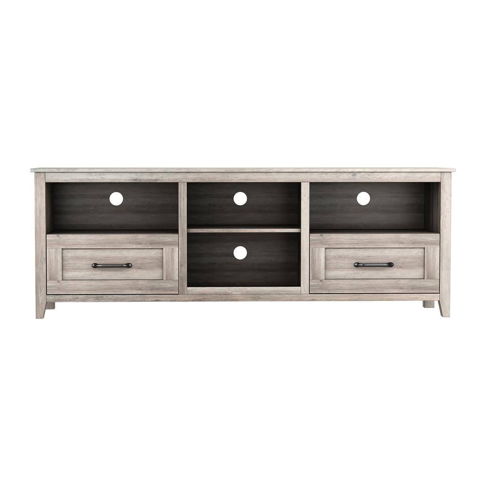 Sean Gray TV Stand Fits TVs up to 50 to 55 in. with 2-Drawers and 4-Storage Compartment