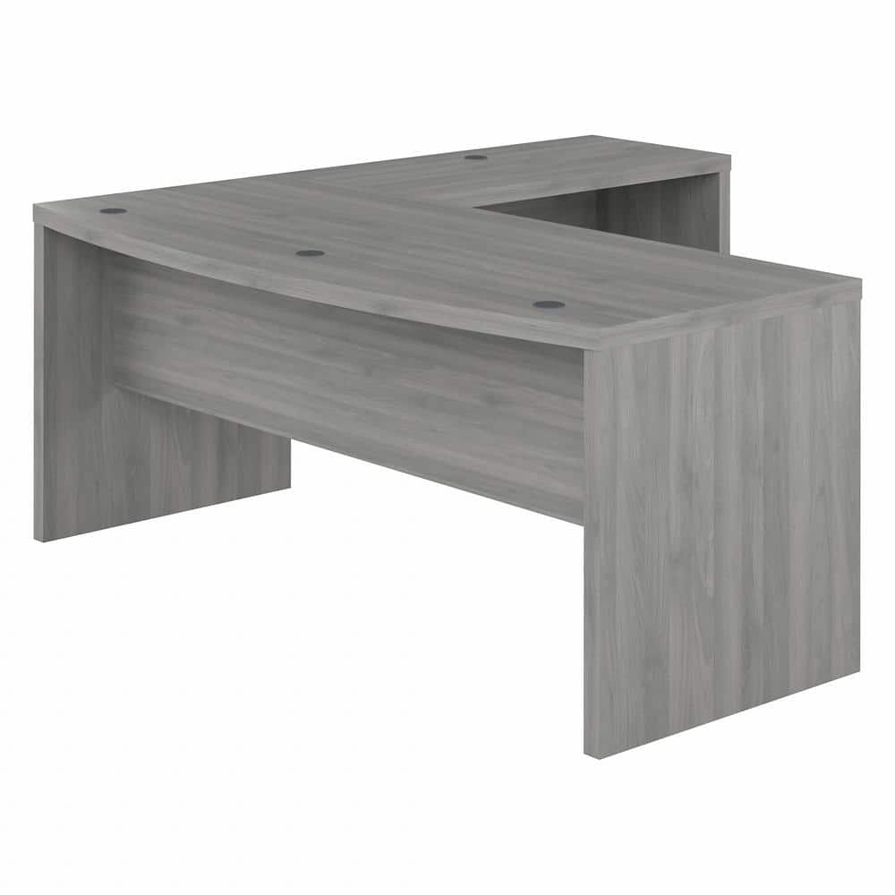 Modern Gray L-Shaped Home Office Desk with Filing Cabinet