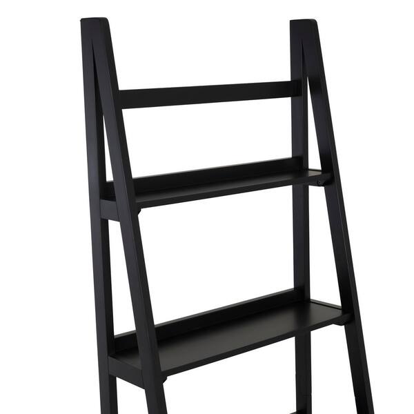 Linon Home Decor Breville 72 in. Tall Black Wood 5-Shelf Ladder