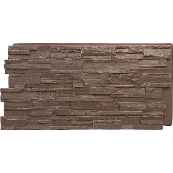 Ekena Millwork Cascade 48 5/8 in. x 1 1/4 in. Autumn Bronze Stacked Stone, StoneWall Faux Stone Siding Panel